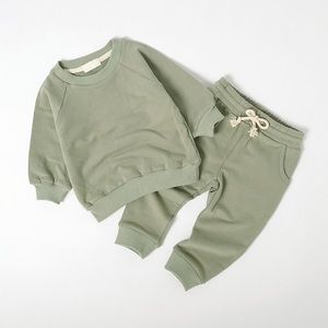 18-24 Months Olive green French terry toddler sweater set!
